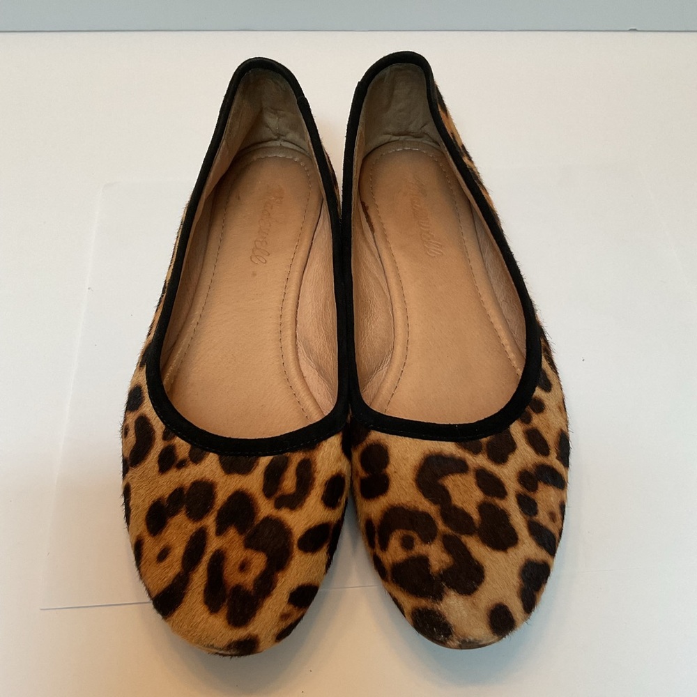 Madewell The Reid Ballet Flat in Leopard Calf Hair Black Brown Tan Cheetah 7.5 - Picture 5 of 14